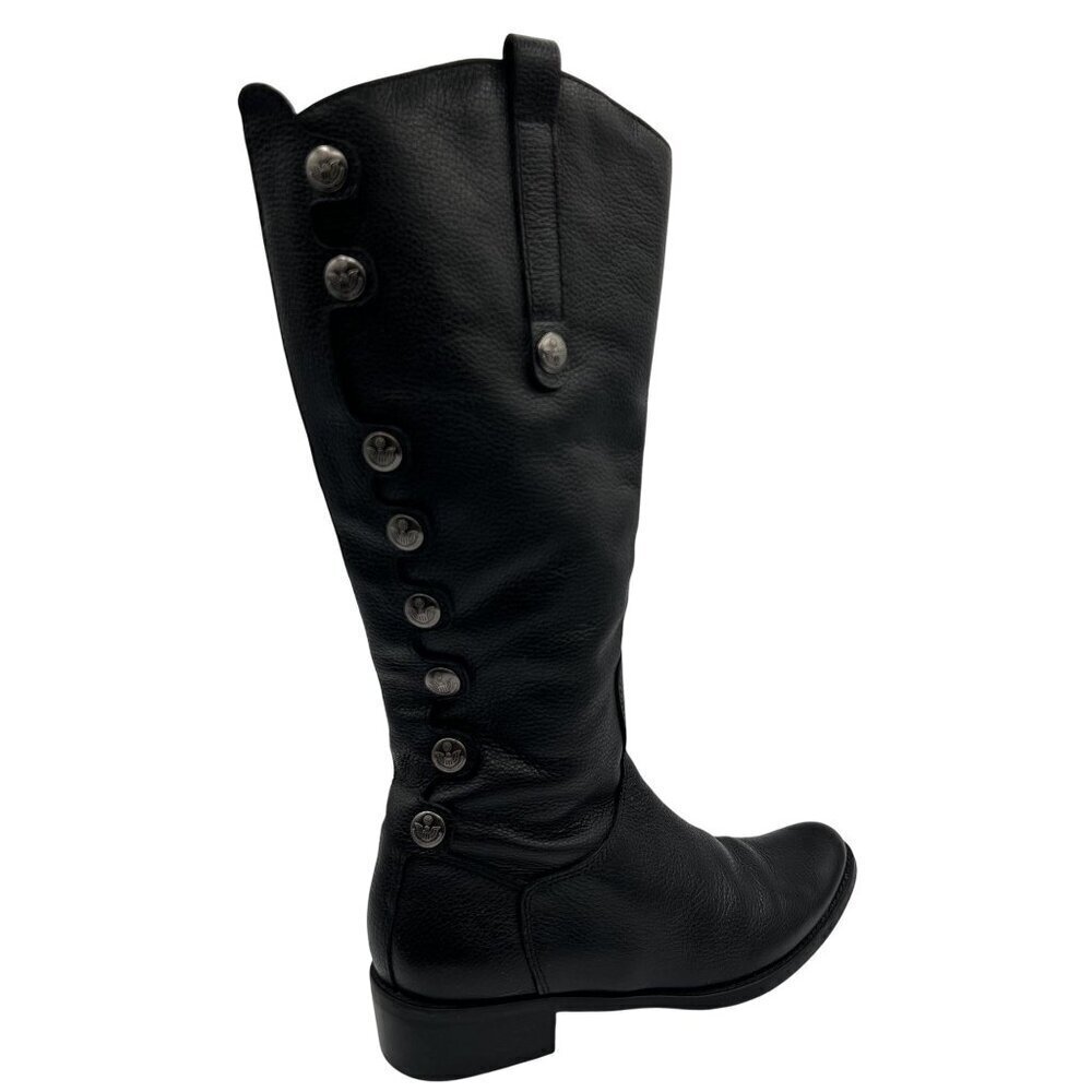 Matisse Womens 8  Sargent Black Leather Zip Riding Boots Button Brazil Made Goth